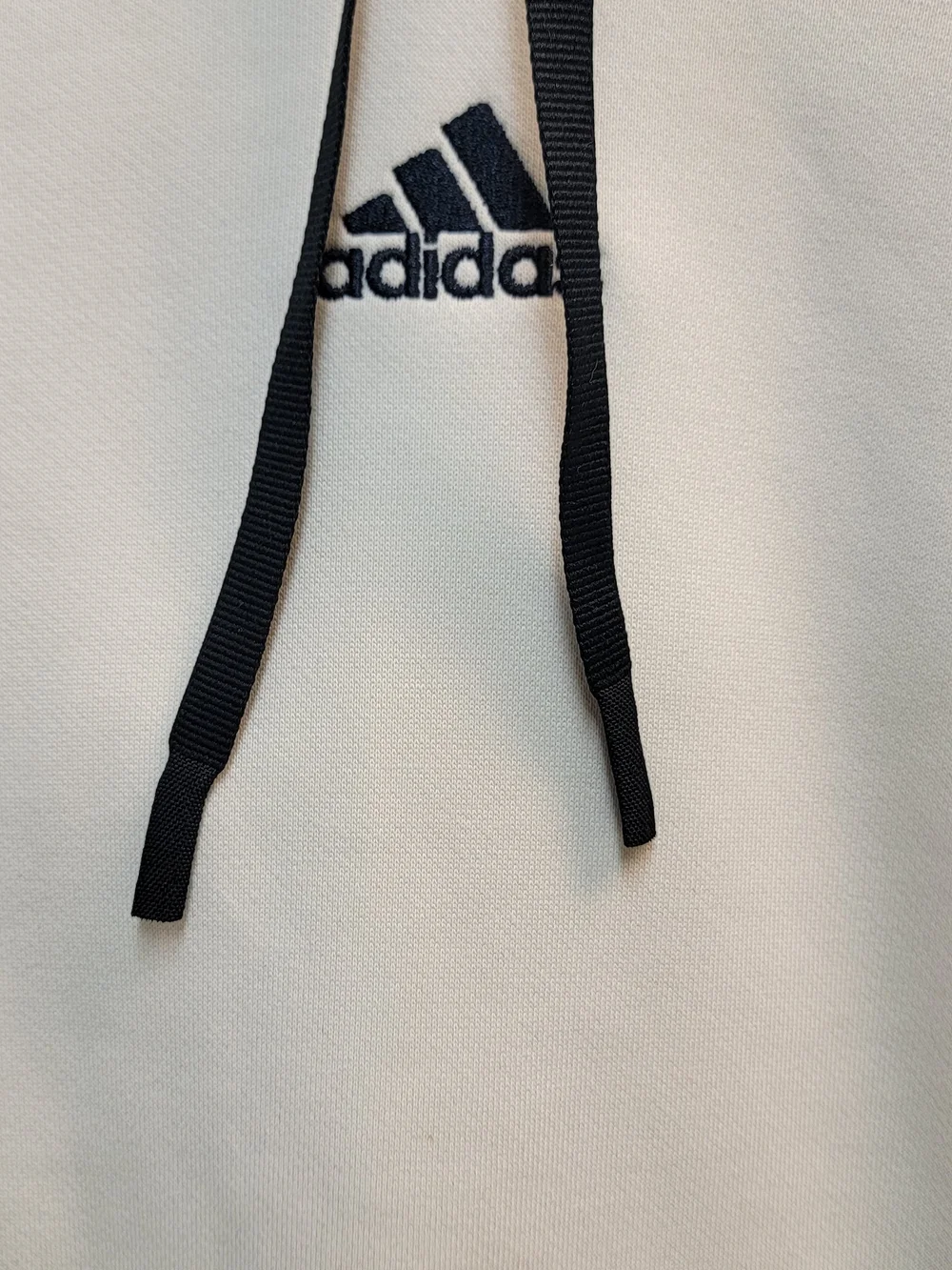 adidas Cream Hoodie with Black Logo and Drawstrings
